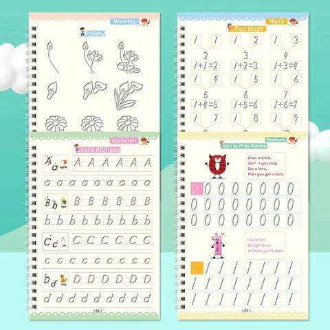 Set of 4 Reusable Handwriting Kids Magic Book - Nooraxo