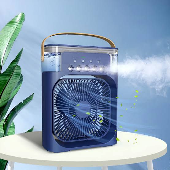 10 Inches | Large Size Portable Air Conditioner Fan | Usb Electric Fan With Led Night Light, Fine Mist Water, And Humidifier Function | Led Night Light Water Mist | Random Color
