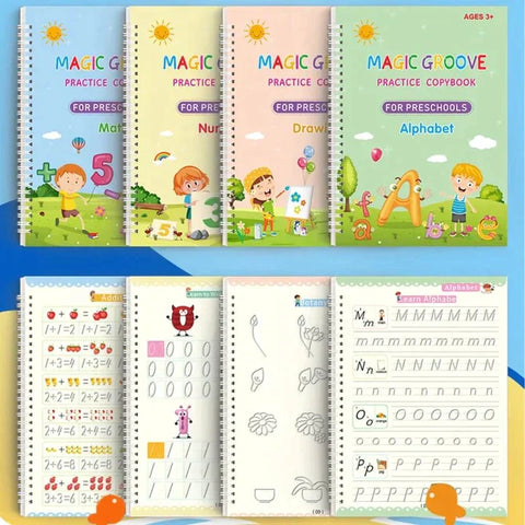 Set of 4 Reusable Handwriting Kids Magic Book - Nooraxo