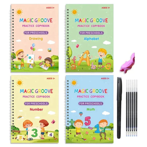 Set of 4 Reusable Handwriting Kids Magic Book - Nooraxo